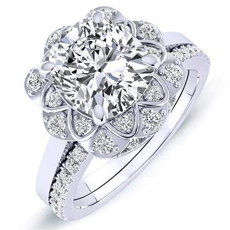 Coralbells Moissanite Matching Band Only (engagement Ring Not Included) For Ring With Cushion Center whitegold