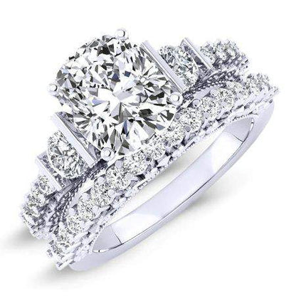 Belle Moissanite Matching Band Only (engagement Ring Not Included) For Ring With Cushion Center whitegold