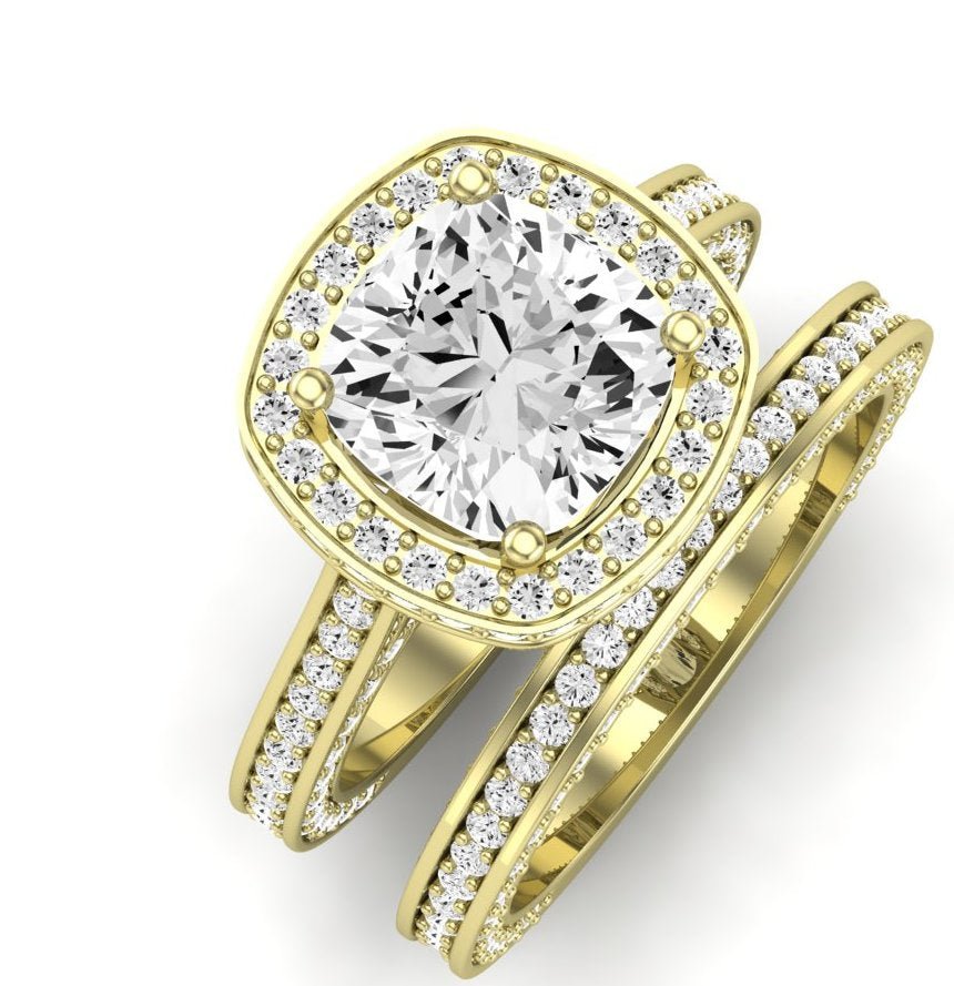 Buttercup Moissanite Matching Band Only (does Not Include Engagement Ring)  For Ring With Cushion Center yellowgold