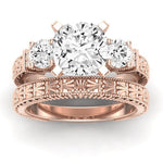 Angelonia Moissanite Matching Band Only (does Not Include Engagement Ring) For Ring With Cushion Center rosegold