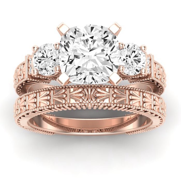 Angelonia Moissanite Matching Band Only (does Not Include Engagement Ring) For Ring With Cushion Center rosegold