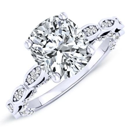 Peregrine Moissanite Matching Band Only (engagement Ring Not Included) For Ring With Cushion Center whitegold