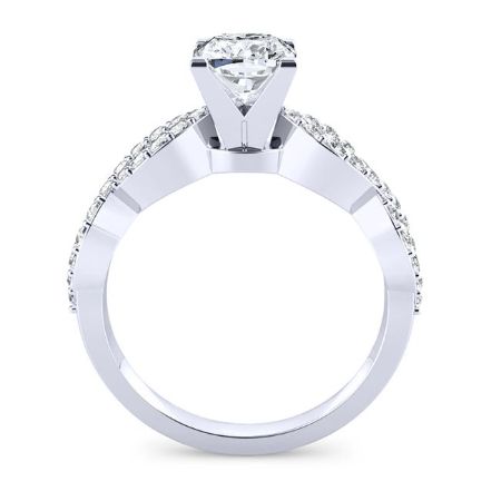 Camellia Moissanite Matching Band Only (engagement Ring Not Included) For Ring With Cushion Center whitegold