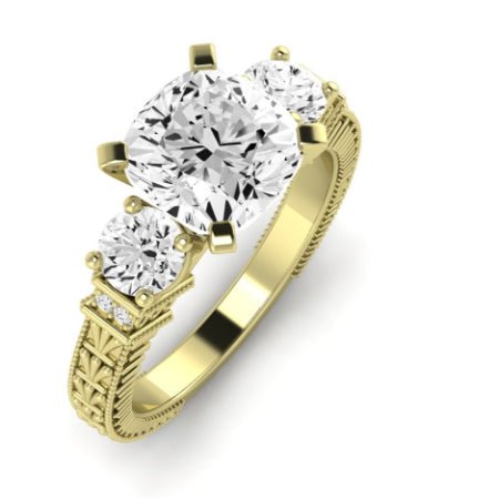 Angelonia Moissanite Matching Band Only (does Not Include Engagement Ring) For Ring With Cushion Center yellowgold