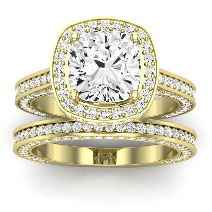 Buttercup Moissanite Matching Band Only (does Not Include Engagement Ring)  For Ring With Cushion Center yellowgold