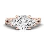 Bottlebrush Moissanite Matching Band Only (does Not Include Engagement Ring) For Ring With Cushion Center rosegold