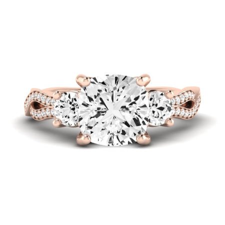 Bottlebrush Moissanite Matching Band Only (does Not Include Engagement Ring) For Ring With Cushion Center rosegold