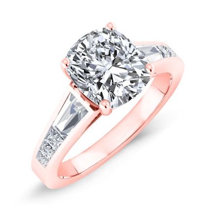 Bergamot Moissanite Matching Band Only (engagement Ring Not Included) For Ring With Cushion Center rosegold