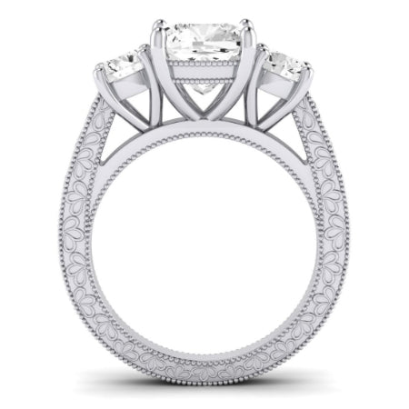 Belladonna Moissanite Matching Band Only (does Not Include Engagement Ring) For Ring With Cushion Center whitegold