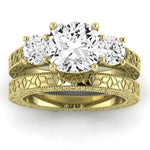 Belladonna Moissanite Matching Band Only (does Not Include Engagement Ring) For Ring With Cushion Center yellowgold