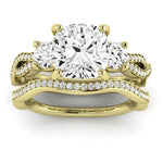 Bottlebrush Moissanite Matching Band Only (does Not Include Engagement Ring) For Ring With Cushion Center yellowgold