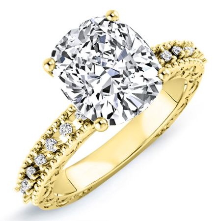 Carmel Moissanite Matching Band Only (engagement Ring Not Included) For Ring With Cushion Center yellowgold