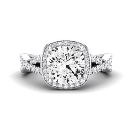 Moonflower Moissanite Matching Band Only ( Engagement Ring Not Included) For Ring With Cushion Center whitegold