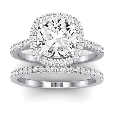 Columbine Moissanite Matching Band Only (does Not Include Engagement Ring) For Ring With Cushion Center whitegold