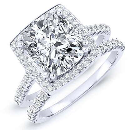 Aster Moissanite Matching Band Only (engagement Ring Not Included) For Ring With Cushion Center whitegold