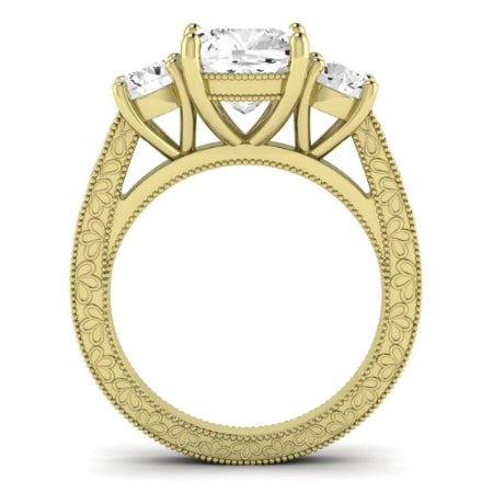 Belladonna Moissanite Matching Band Only (does Not Include Engagement Ring) For Ring With Cushion Center yellowgold