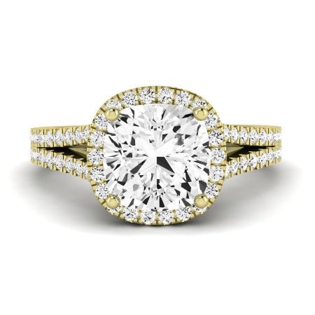 Silene Moissanite Matching Band Only ( Engagement Ring Not Included) For Ring With Cushion Center yellowgold