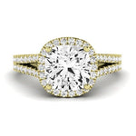 Silene Moissanite Matching Band Only ( Engagement Ring Not Included) For Ring With Cushion Center yellowgold