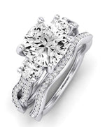 Bottlebrush Moissanite Matching Band Only (does Not Include Engagement Ring) For Ring With Cushion Center whitegold