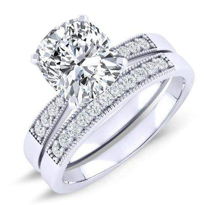 Poppy Moissanite Matching Band Only (engagement Ring Not Included) For Ring With Cushion Center whitegold