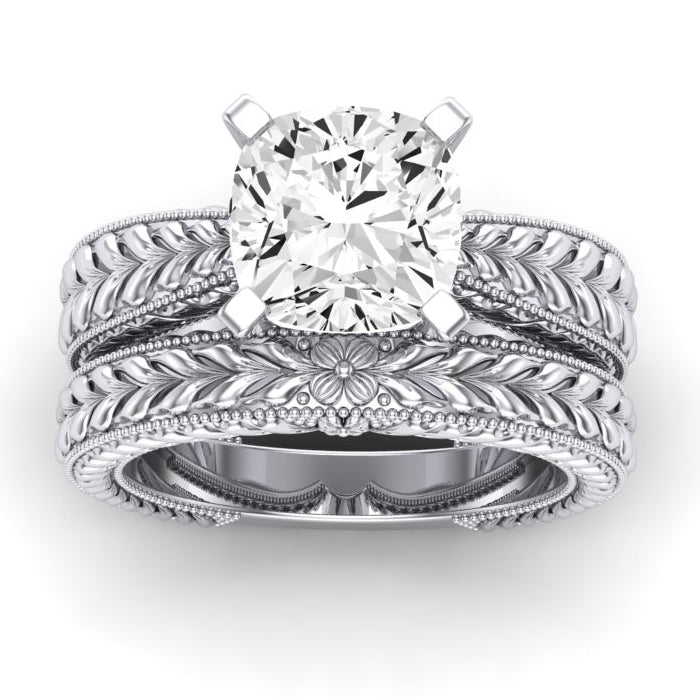 Azalea Moissanite Matching Band Only (does Not Include Engagement Ring) For Ring With Cushion Center whitegold