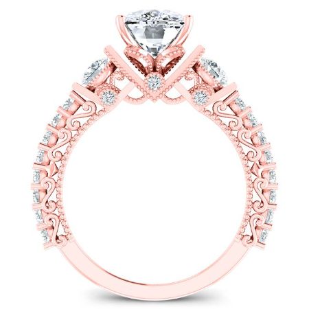 Belle Moissanite Matching Band Only (engagement Ring Not Included) For Ring With Cushion Center rosegold