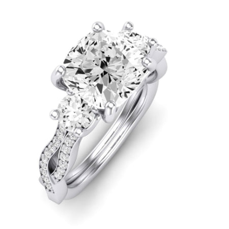 Bottlebrush Moissanite Matching Band Only (does Not Include Engagement Ring) For Ring With Cushion Center whitegold