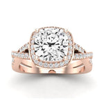 Moonflower Moissanite Matching Band Only ( Engagement Ring Not Included) For Ring With Cushion Center rosegold