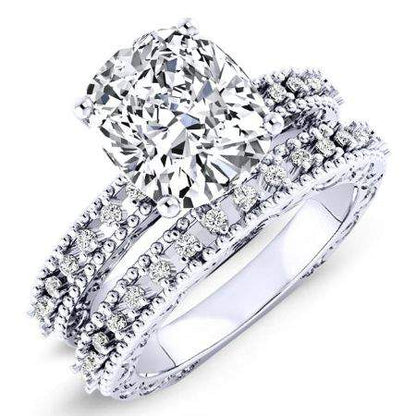 Carmel Moissanite Matching Band Only (engagement Ring Not Included) For Ring With Cushion Center whitegold