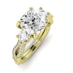 Bottlebrush Moissanite Matching Band Only (does Not Include Engagement Ring) For Ring With Cushion Center yellowgold