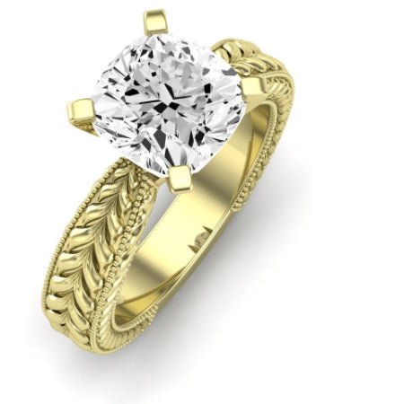 Azalea Moissanite Matching Band Only (does Not Include Engagement Ring) For Ring With Cushion Center yellowgold