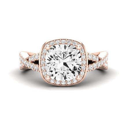 Moonflower Moissanite Matching Band Only ( Engagement Ring Not Included) For Ring With Cushion Center rosegold