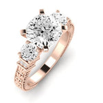 Angelonia Moissanite Matching Band Only (does Not Include Engagement Ring) For Ring With Cushion Center rosegold