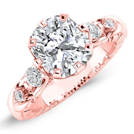 Oleana Moissanite Matching Band Only (engagement Ring Not Included) For Ring With Cushion Center rosegold