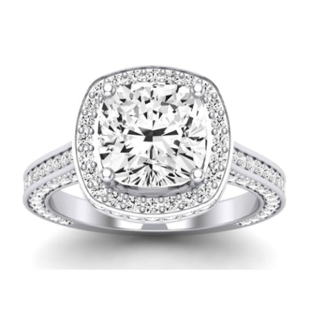 Buttercup Moissanite Matching Band Only (does Not Include Engagement Ring)  For Ring With Cushion Center whitegold