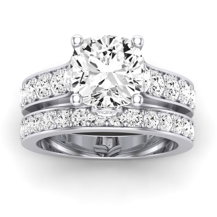 Calluna Moissanite Matching Band Only (does Not Include Engagement Ring) For Ring With Cushion Center whitegold