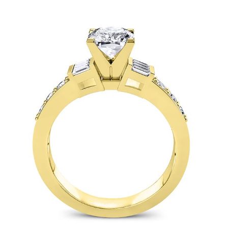 Daisy Moissanite Matching Band Only (engagement Ring Not Included) For Ring With Cushion Center yellowgold