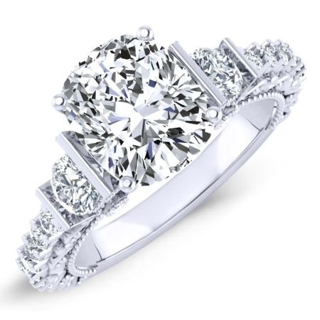 Belle Moissanite Matching Band Only (engagement Ring Not Included) For Ring With Cushion Center whitegold