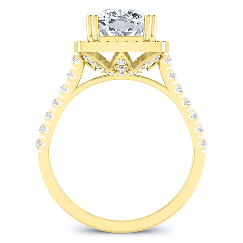 Aster Moissanite Matching Band Only (engagement Ring Not Included) For Ring With Cushion Center yellowgold