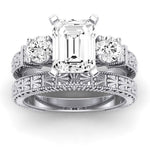 Angelonia Moissanite Matching Band Only (does Not Include Engagement Ring) For Ring With Emerald Center whitegold