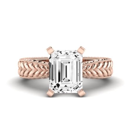 Azalea Moissanite Matching Band Only (does Not Include Engagement Ring) For Ring With Emerald Center rosegold