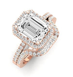 Bergenia Moissanite Matching Band Only (does Not Include Engagement Ring ) For Ring With Emerald Center rosegold