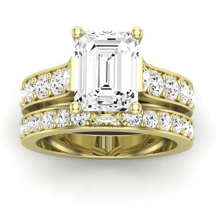 Calluna Moissanite Matching Band Only (does Not Include Engagement Ring) For Ring With Emerald Center yellowgold