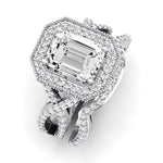 Clover Moissanite Matching Band Only ( Engagement Ring Not Included) For Ring With Emerald Center whitegold