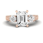 Angelonia Moissanite Matching Band Only (does Not Include Engagement Ring) For Ring With Emerald Center rosegold