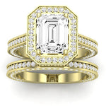 Buttercup Moissanite Matching Band Only (does Not Include Engagement Ring)  For Ring With Emerald Center yellowgold