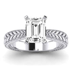 Azalea Moissanite Matching Band Only (does Not Include Engagement Ring) For Ring With Emerald Center whitegold