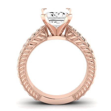 Azalea Moissanite Matching Band Only (does Not Include Engagement Ring) For Ring With Emerald Center rosegold