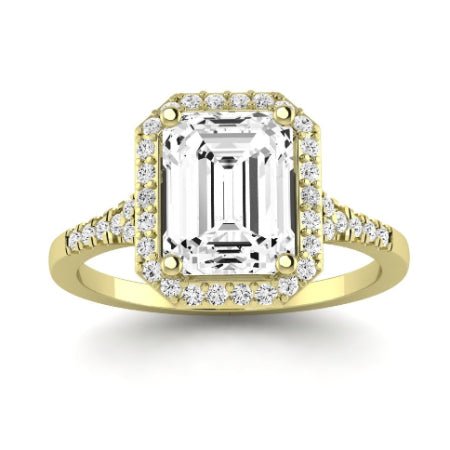 Desert Rose Moissanite Matching Band Only (engagement Ring Not Included) For Ring With Emerald Center yellowgold