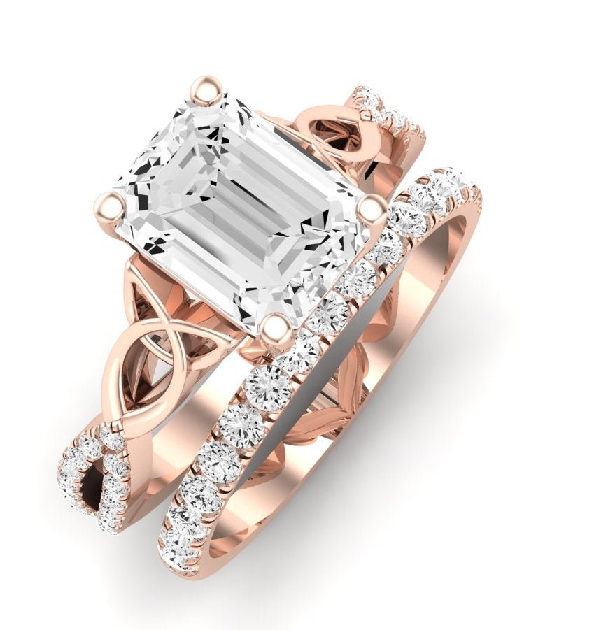 Pavonia Moissanite Matching Band Only (does Not Include Engagement Ring)  For Ring With Emerald Center rosegold